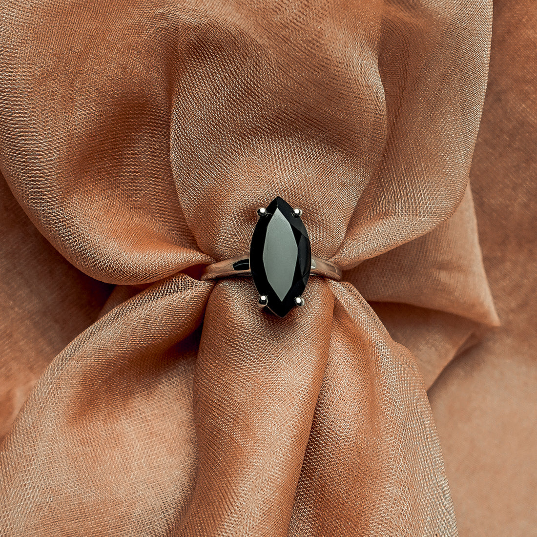 Black Spinel Marquise Ring