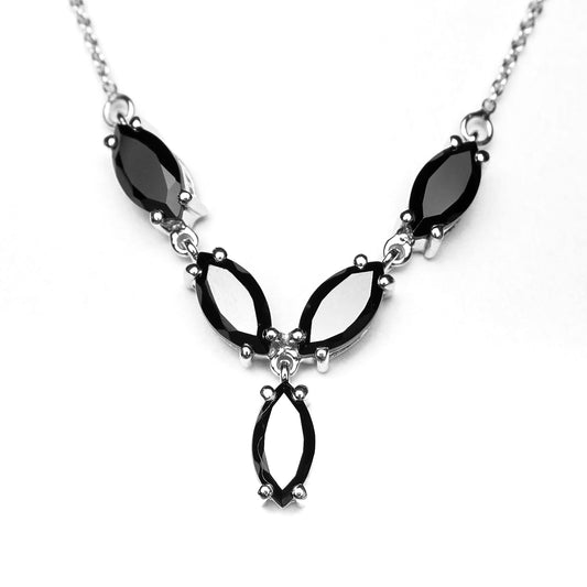 Black Spinel Marquise Shape Gemstone Necklace