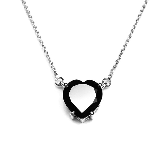 Black Spinel Heart Design Necklace