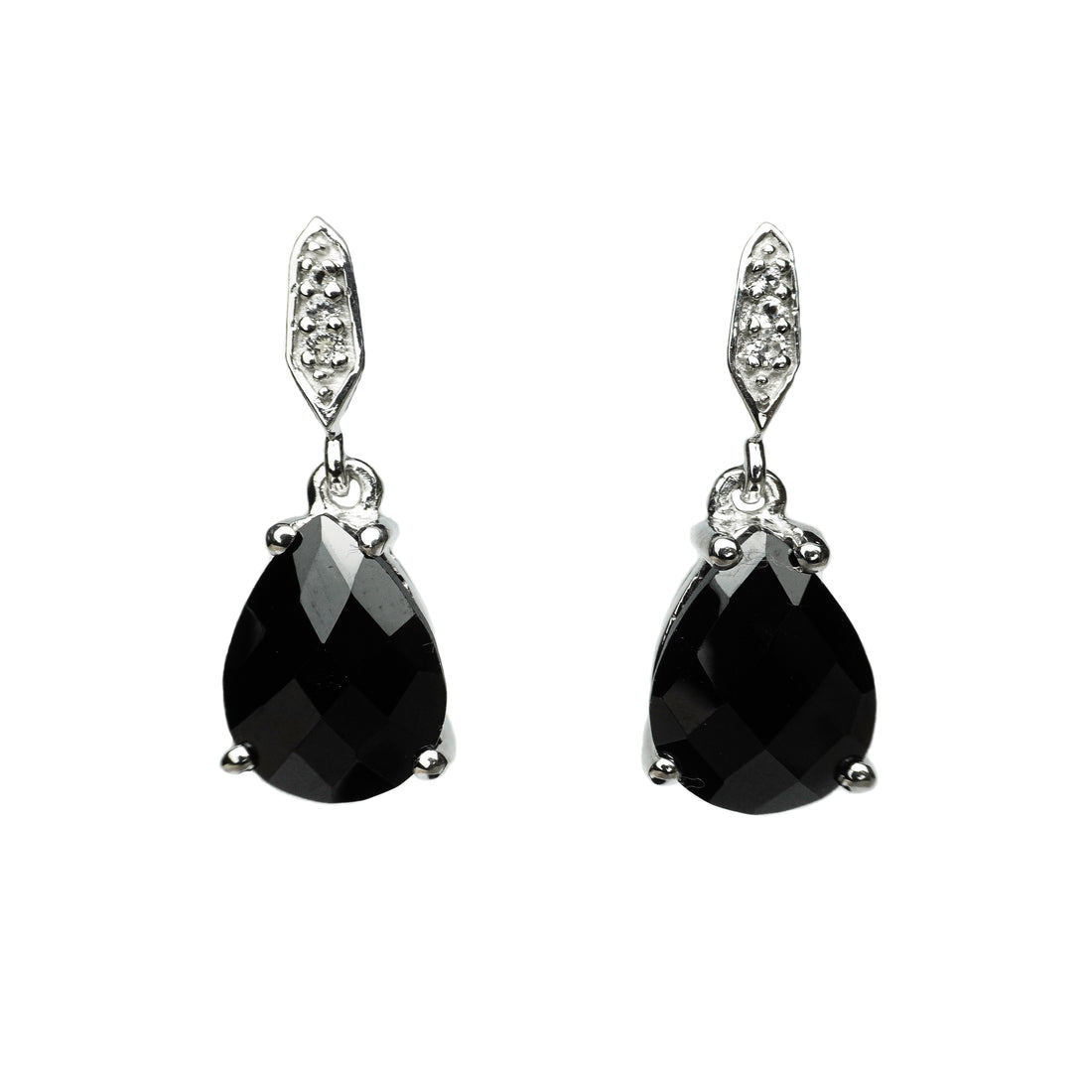 Black Spinel White Topaz Drop Earring