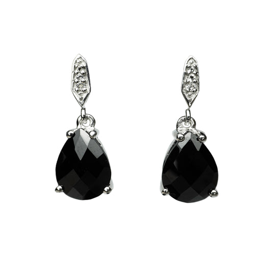Black Spinel White Topaz Drop Earring