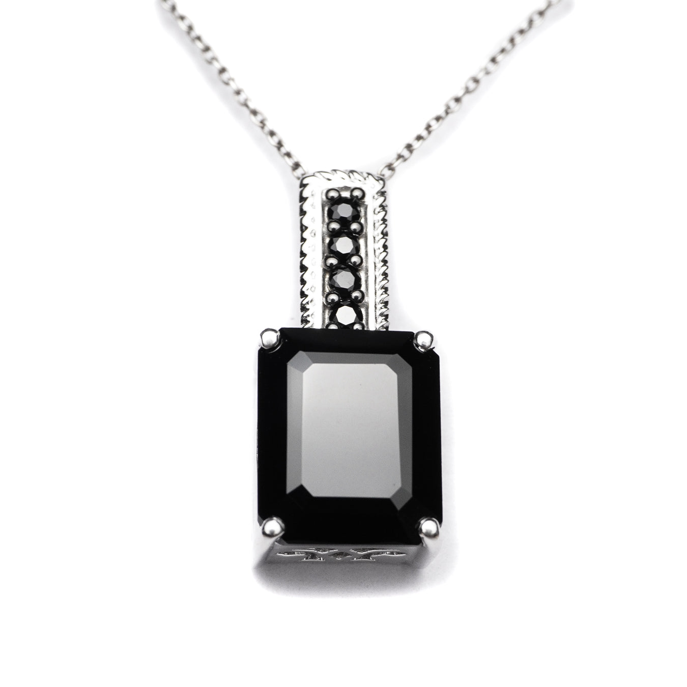 Black Spinel Octagon Pendant With Chain