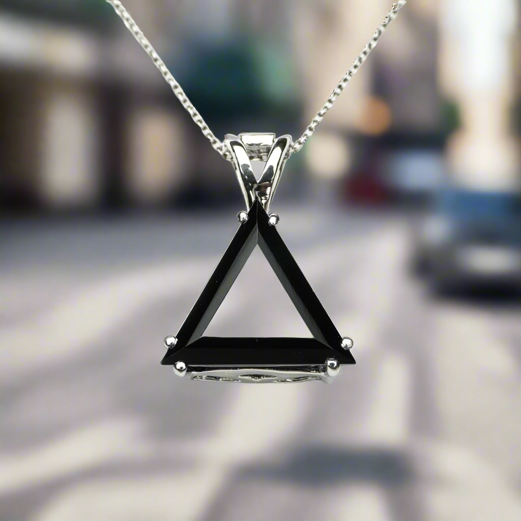 Black Spinel Triangle Gemstone Pendant