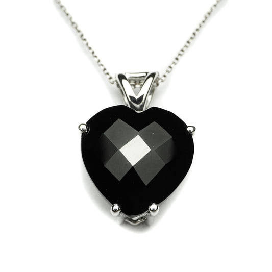 Natural Black Spinel Heart Pendant