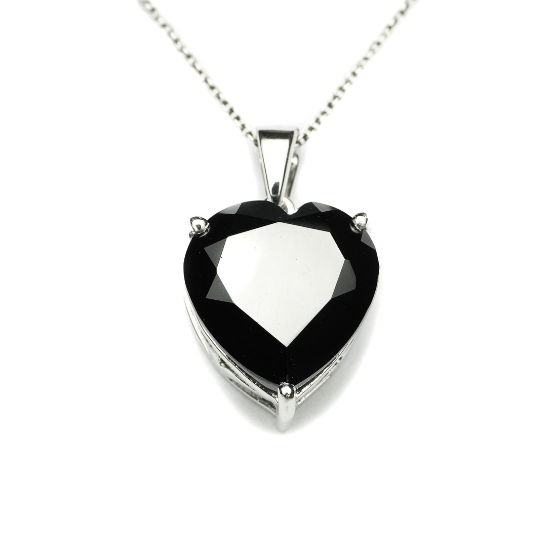 Black Spinel Heart Pendant With Chain