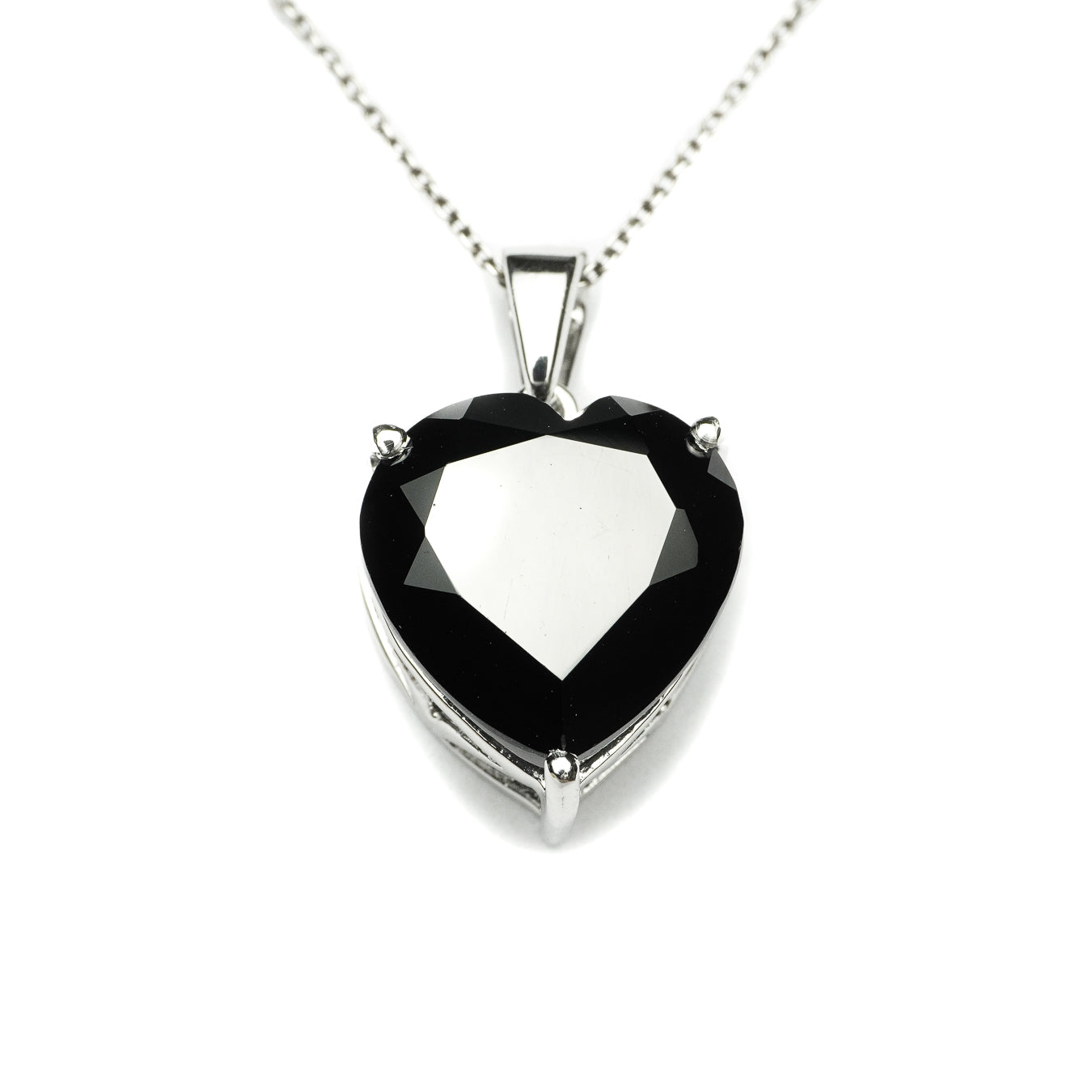 Black Spinel Heart Pendant With Chain