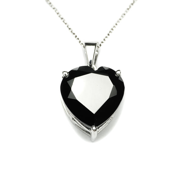 Black Spinel Heart Pendant With Chain