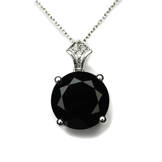Black Spinel Round Pendant