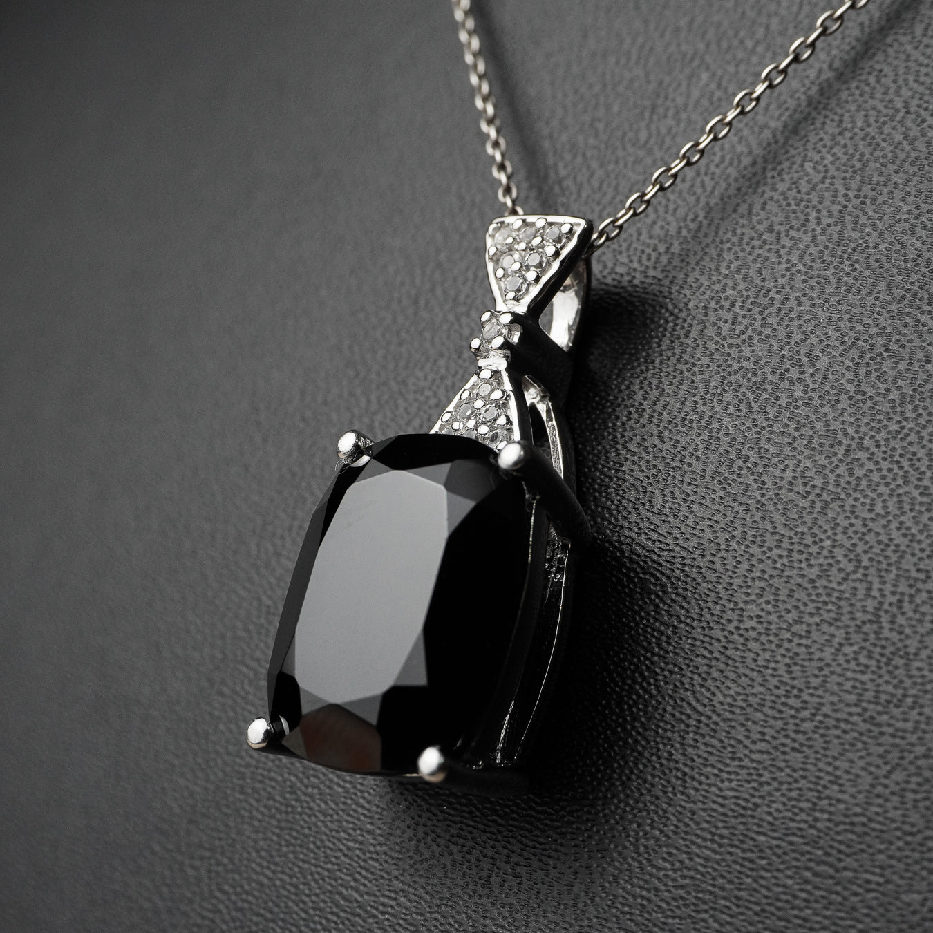Natural Black Spinel and White Topaz Pendant (Comes with a complimentary chain)