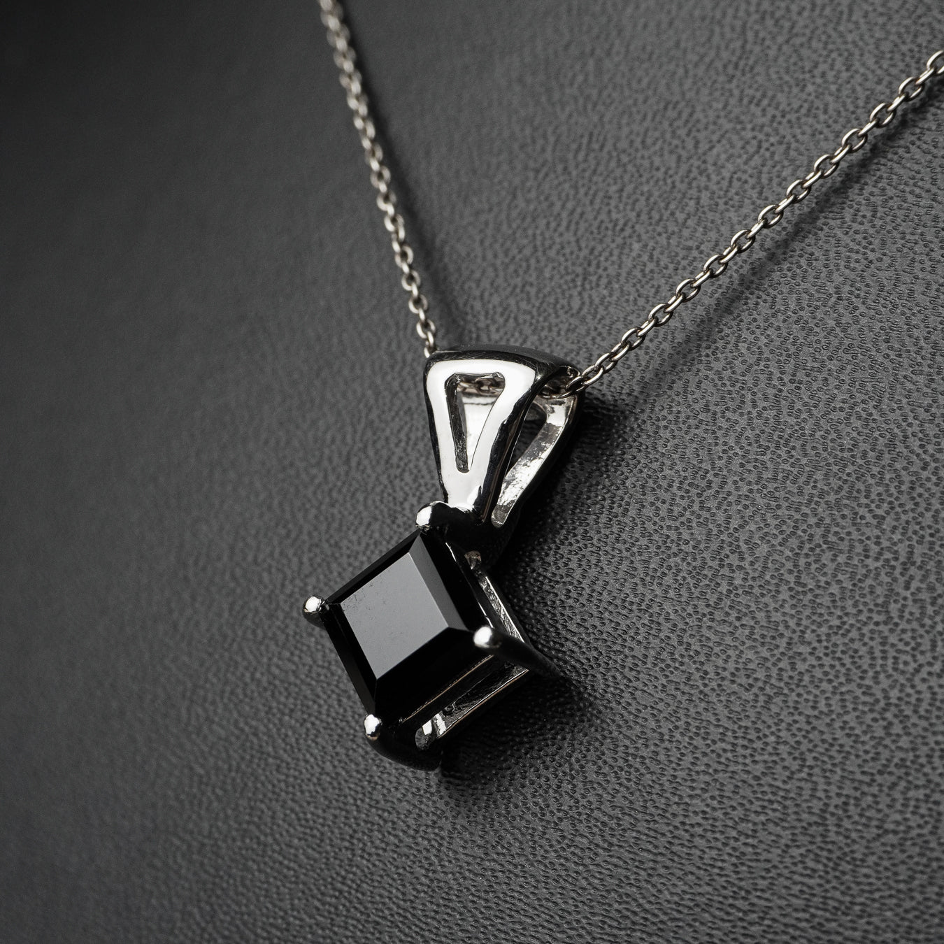 Black Spinel Square Pendant