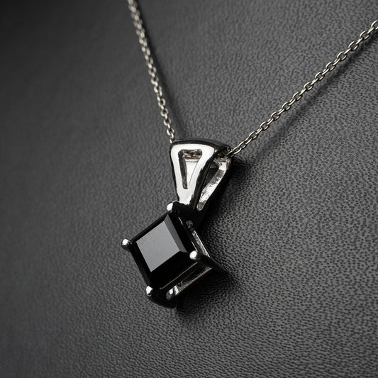 Black Spinel Square Pendant