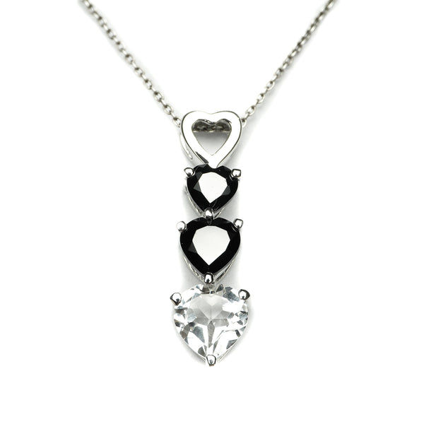 Black Spinel and White Topaz Heart Pendant