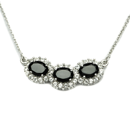 Black Spinel and White Topaz Necklace