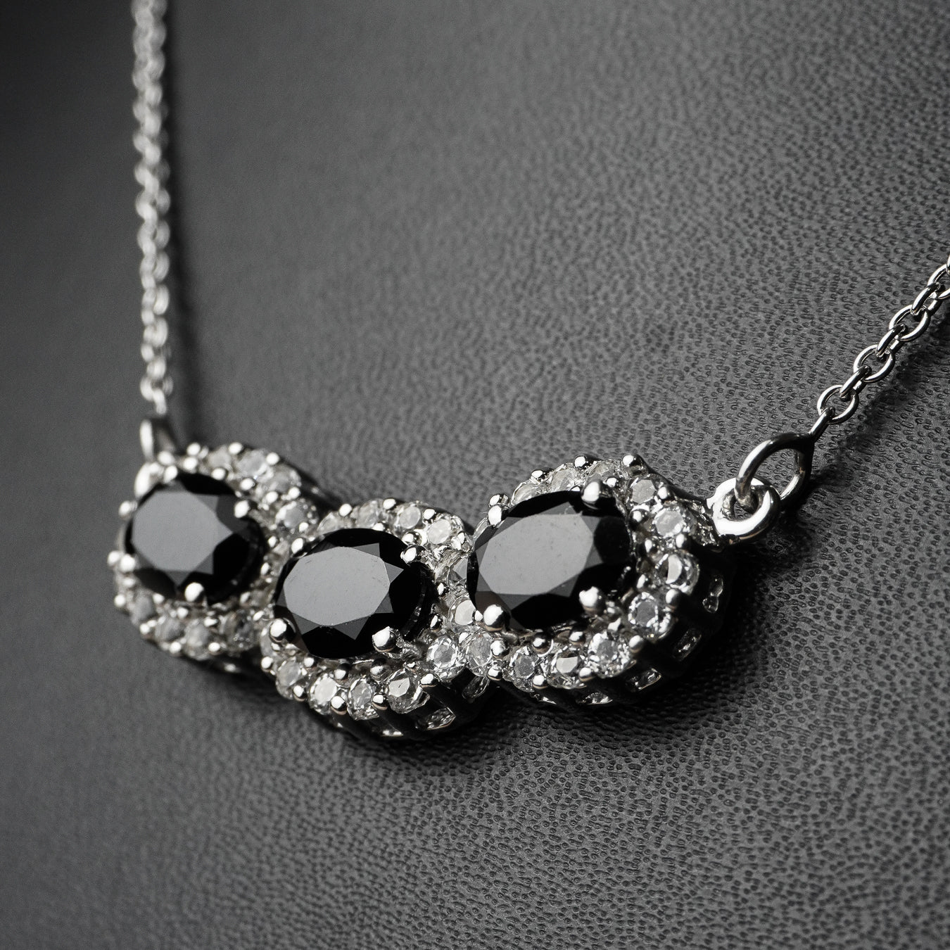 Black Spinel and White Topaz Necklace