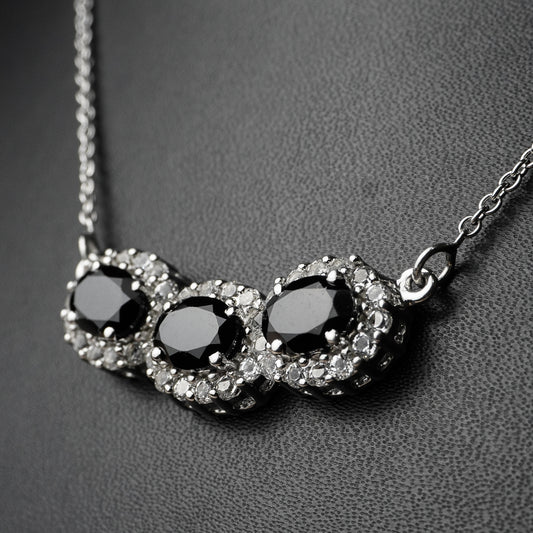 Black Spinel and White Topaz Necklace