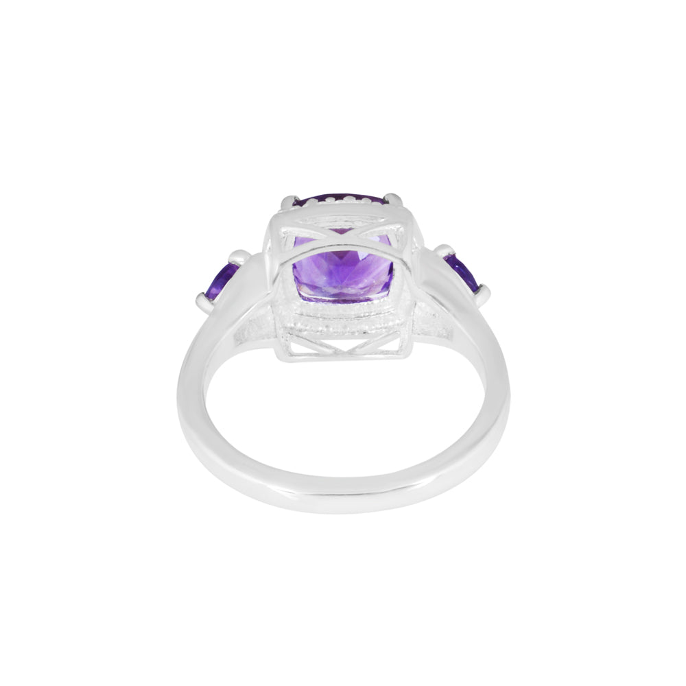 Cushion Amethyst Silver Ring