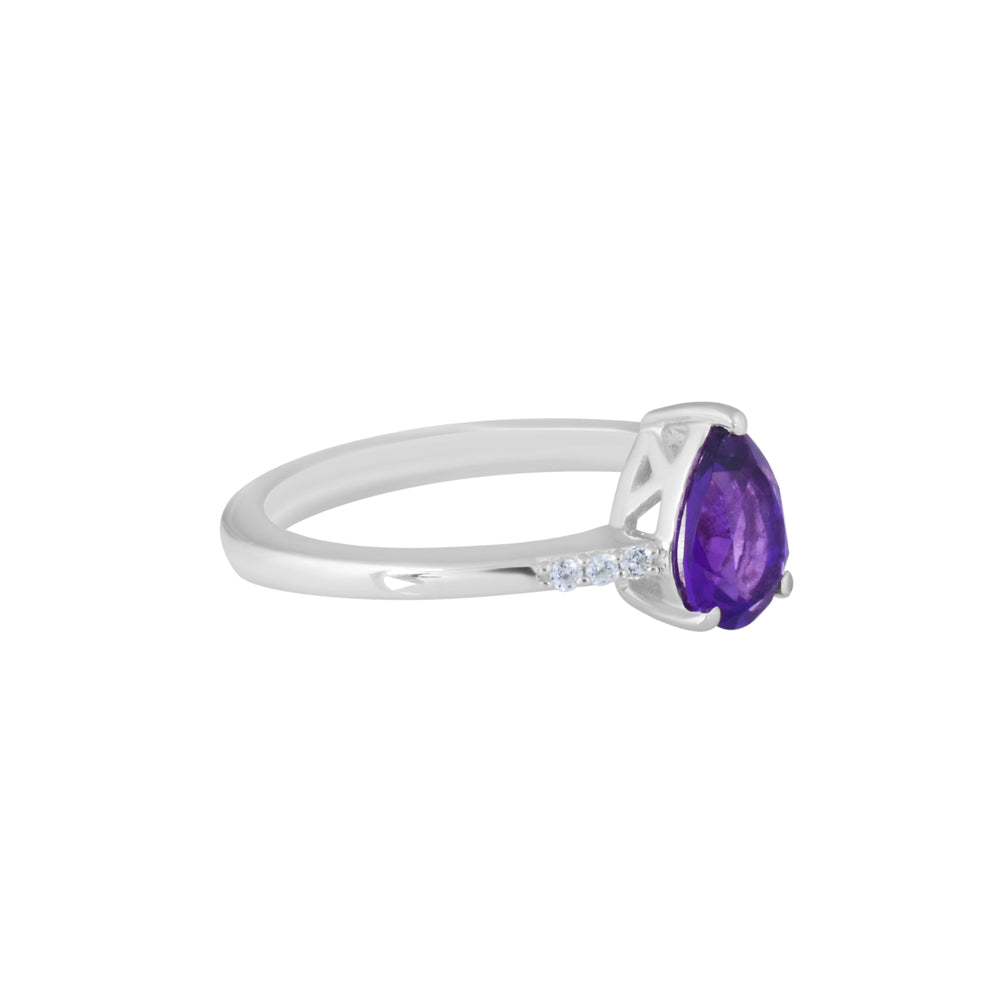 Natural Pear Shape Amethyst Ring