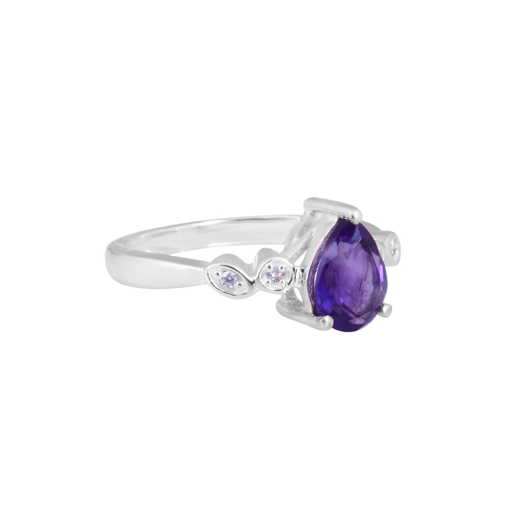 Natural Amethyst Silver Ring