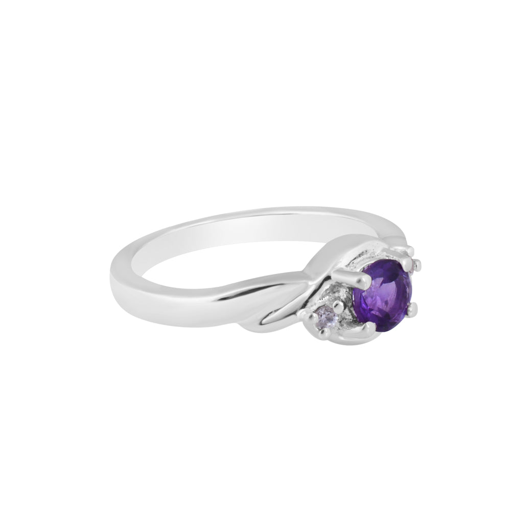 "Lavender Halo" Round Amethyst Silver Ring