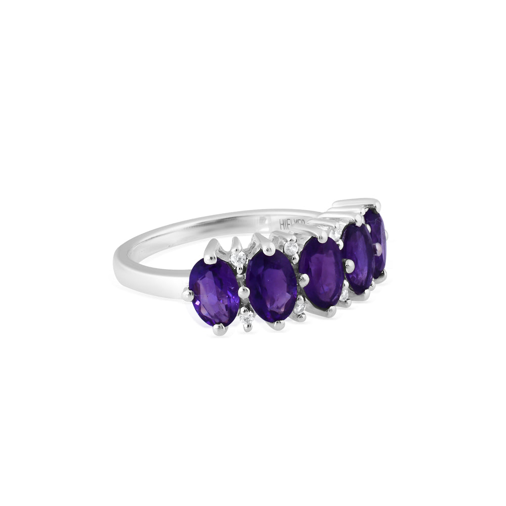 Violet Cascade: Five-Stone Amethyst Ring