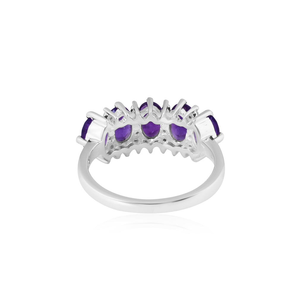 Violet Cascade: Five-Stone Amethyst Ring