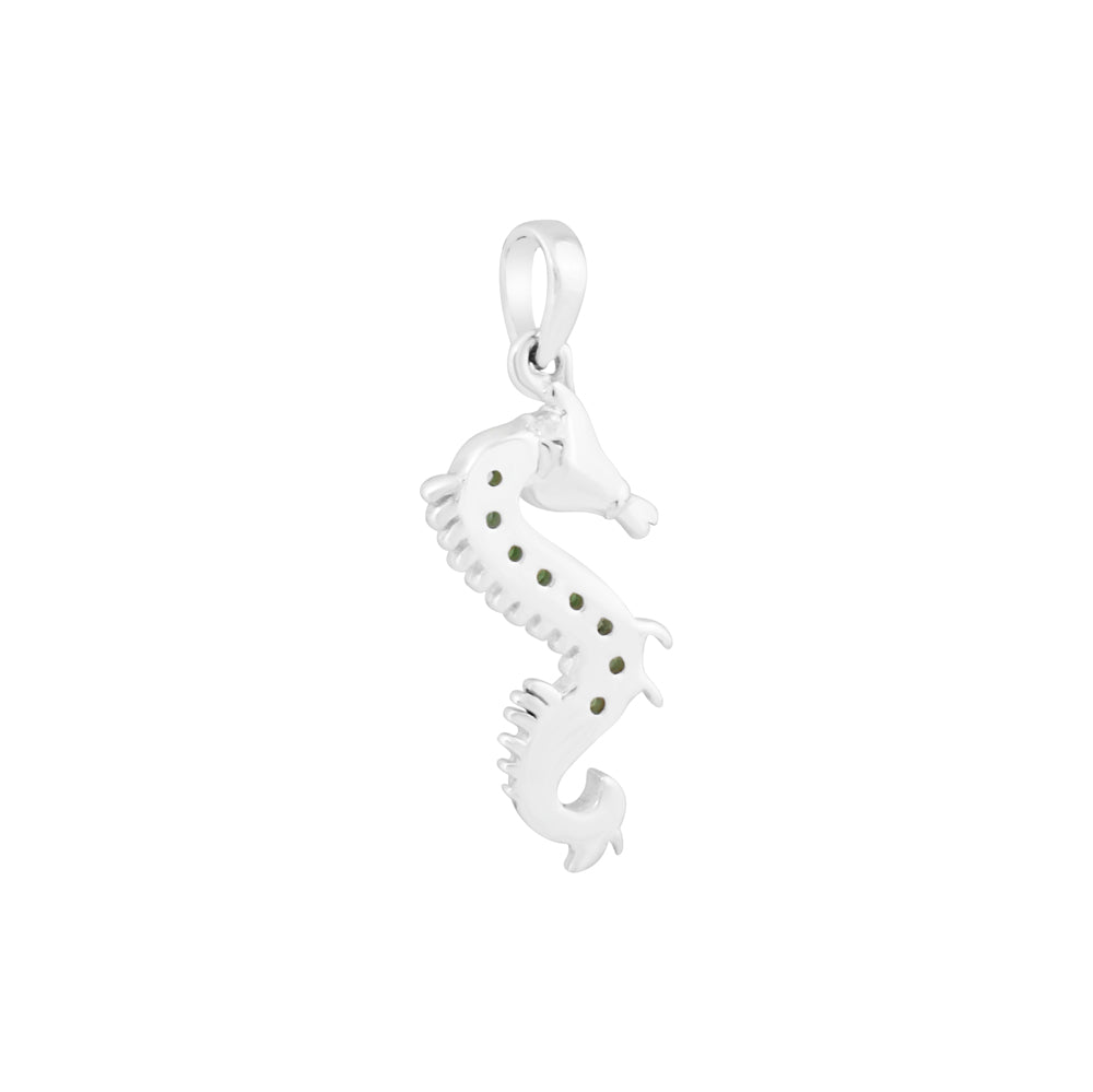 Tsavorite Garnet Sea Horse Silver Pendant