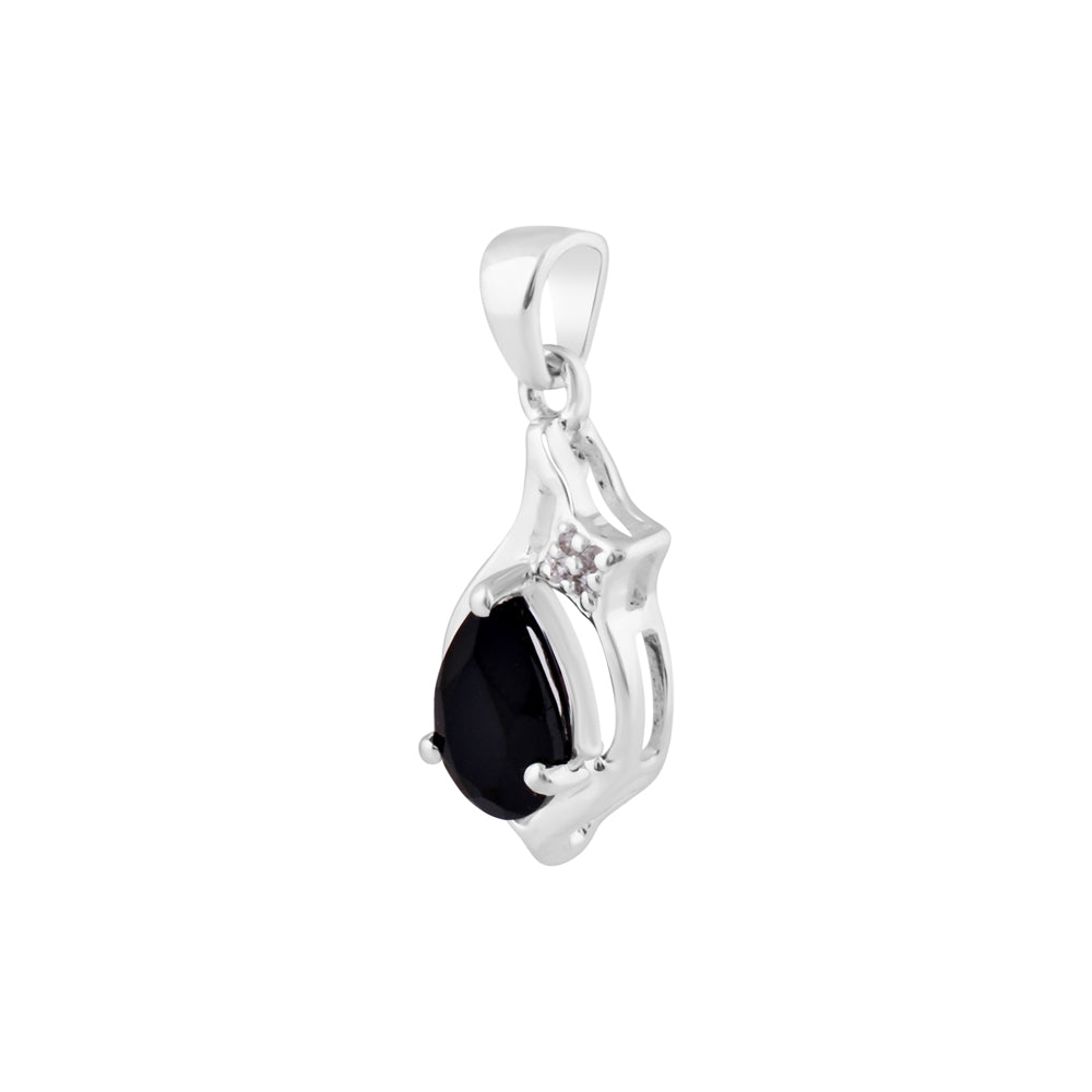 Black Spinel Silver Pendant