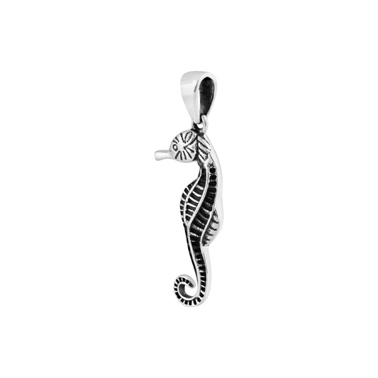 Silver Sea Horse Pendant With Chain