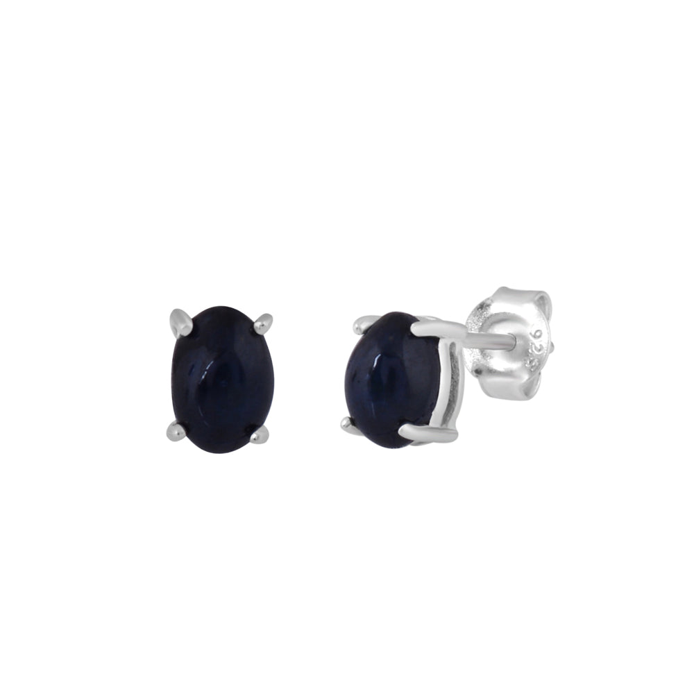 Star Sapphire Oval Stud Earring