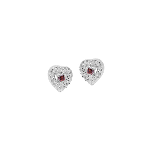 Red Diamond Heart Stud Earring