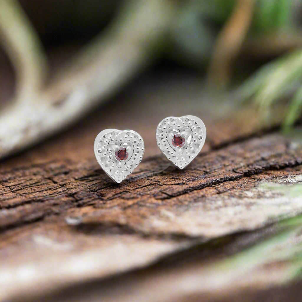Red Diamond Heart Stud Earring