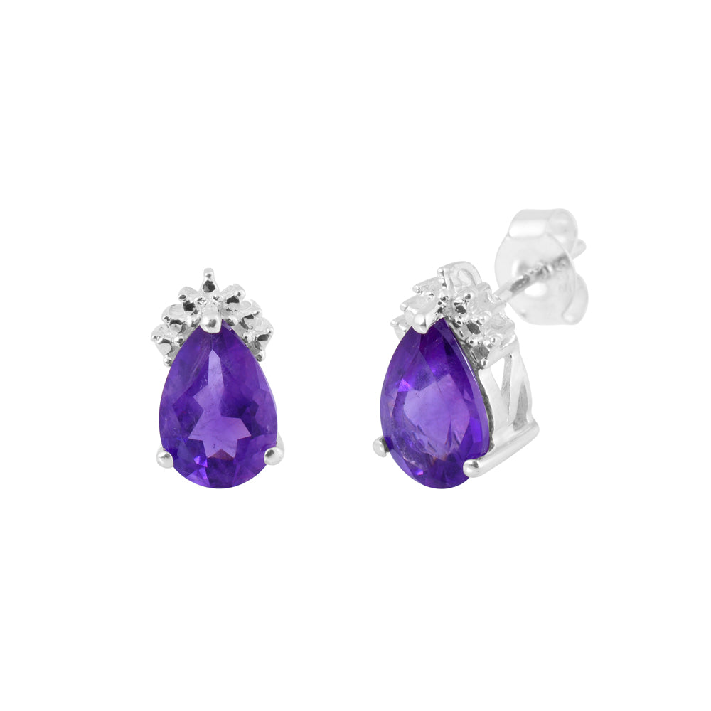Amethyst Pear Stud Earrings