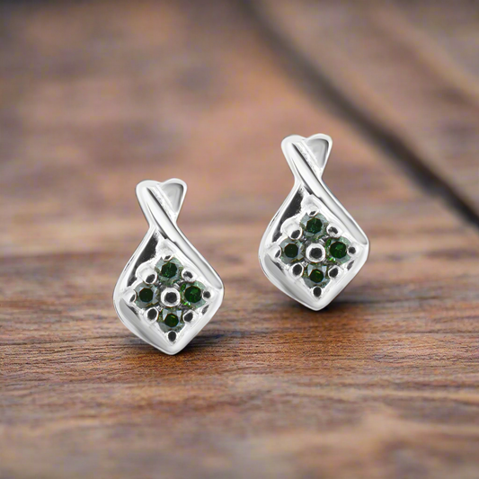 Natural Green Diamond Stud Earrings