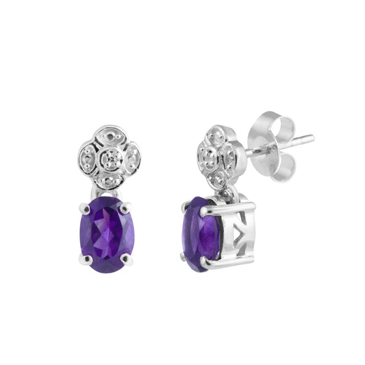 Clustered Amethyst Drop Earrings