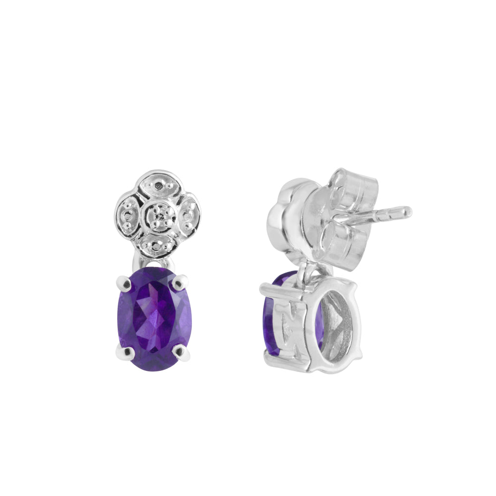 Clustered Amethyst Drop Earrings