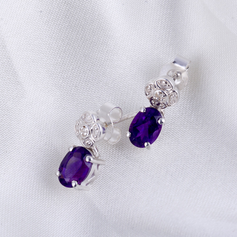 Clustered Amethyst Drop Earrings