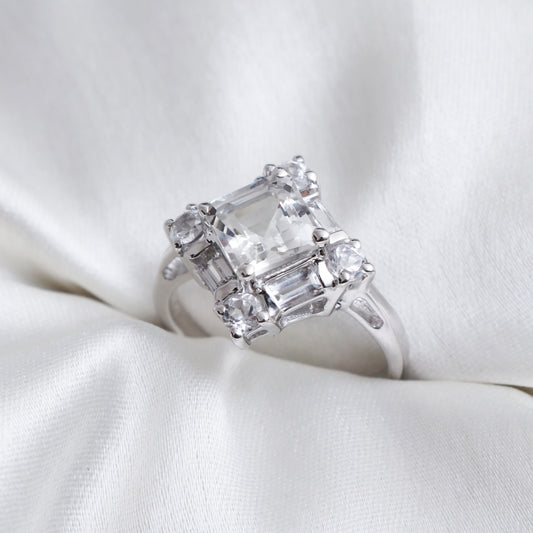 White Topaz Gemstone Ring