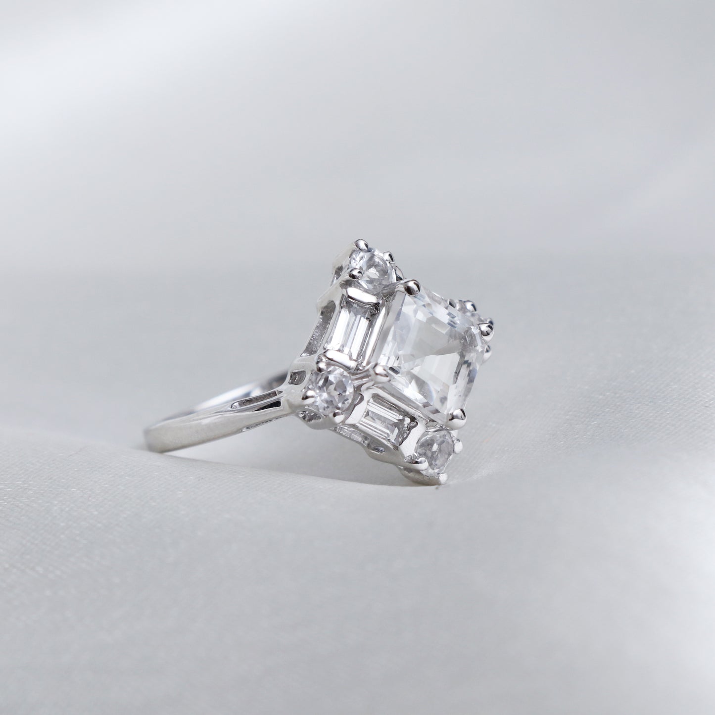 White Topaz Gemstone Ring