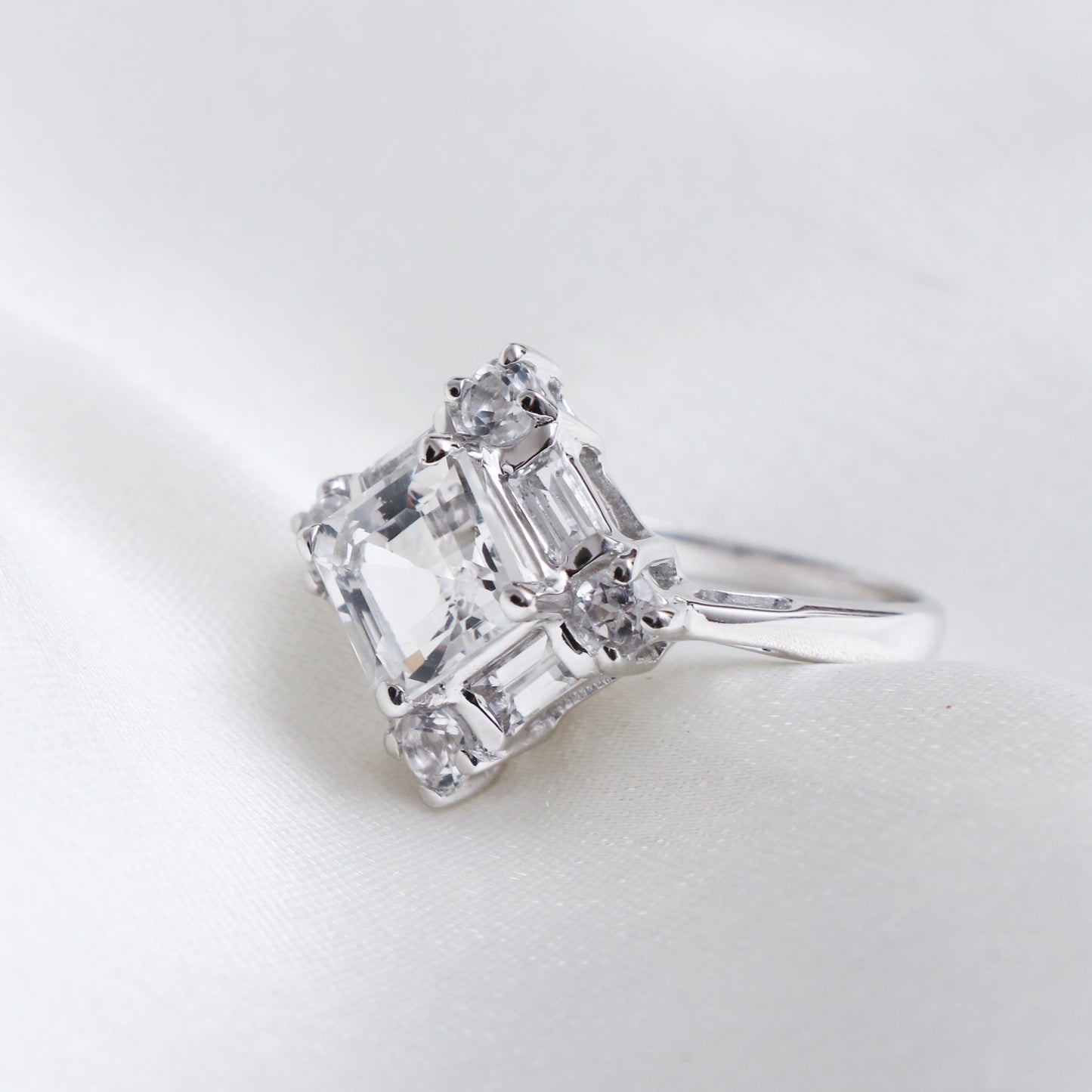 White Topaz Gemstone Ring