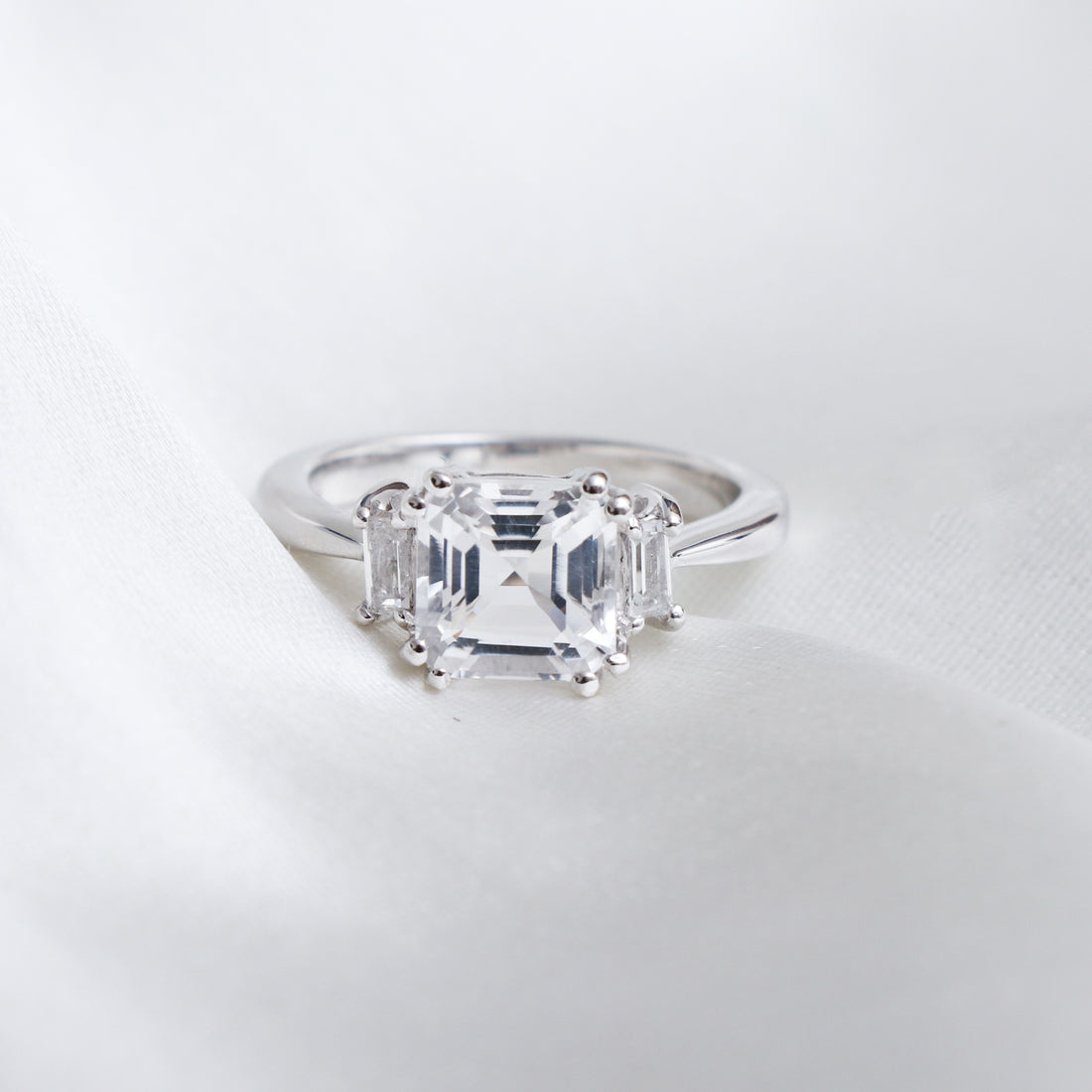 Natural White Topaz Rings