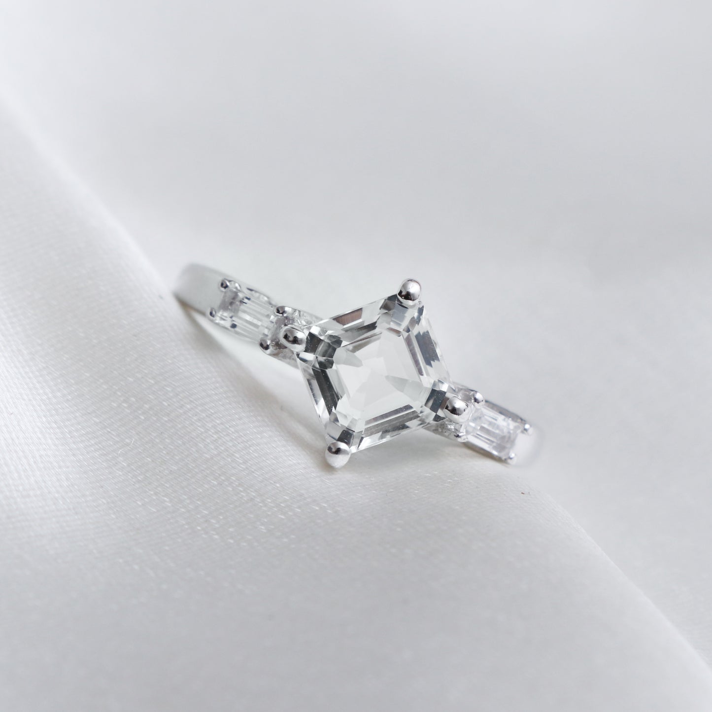 White Topaz Silver Ring
