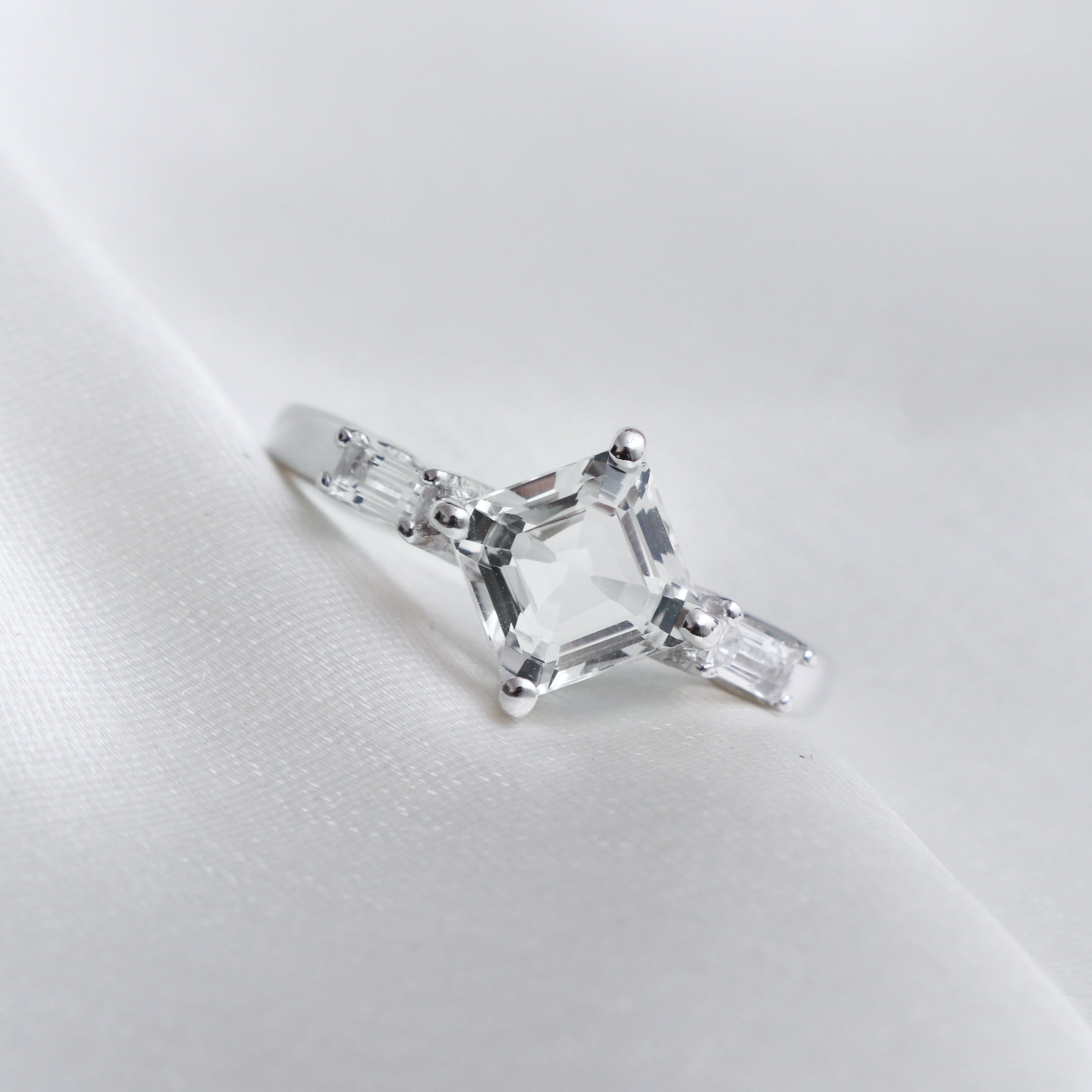 White Topaz Silver Ring