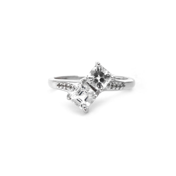 Natural White Topaz Stone Ring