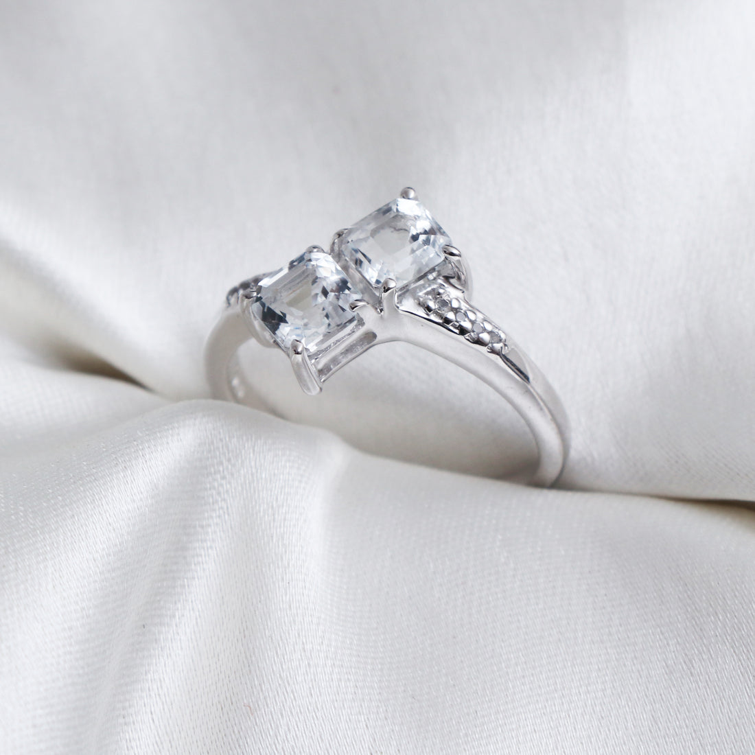 Natural White Topaz Stone Ring