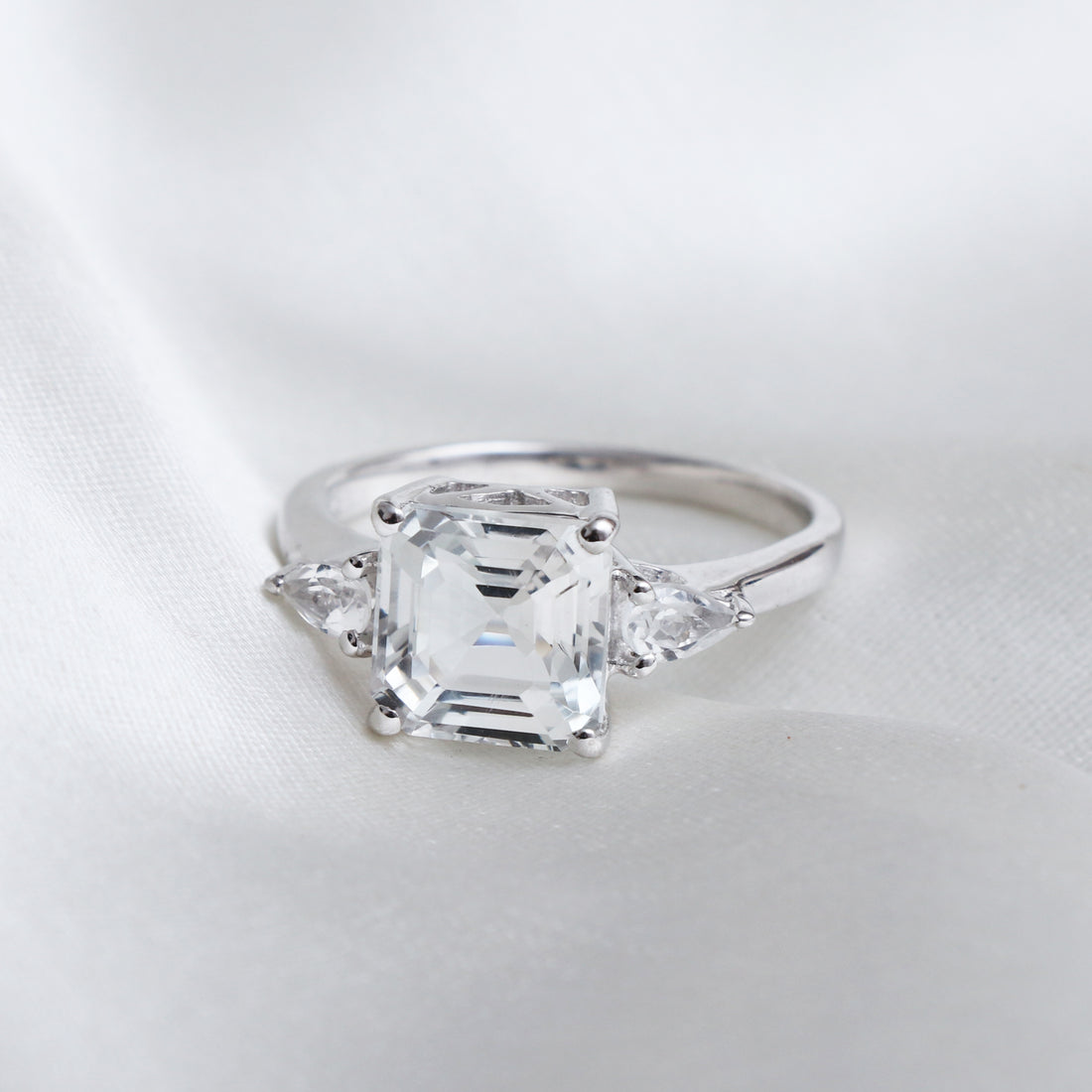 Natural White Topaz Ring