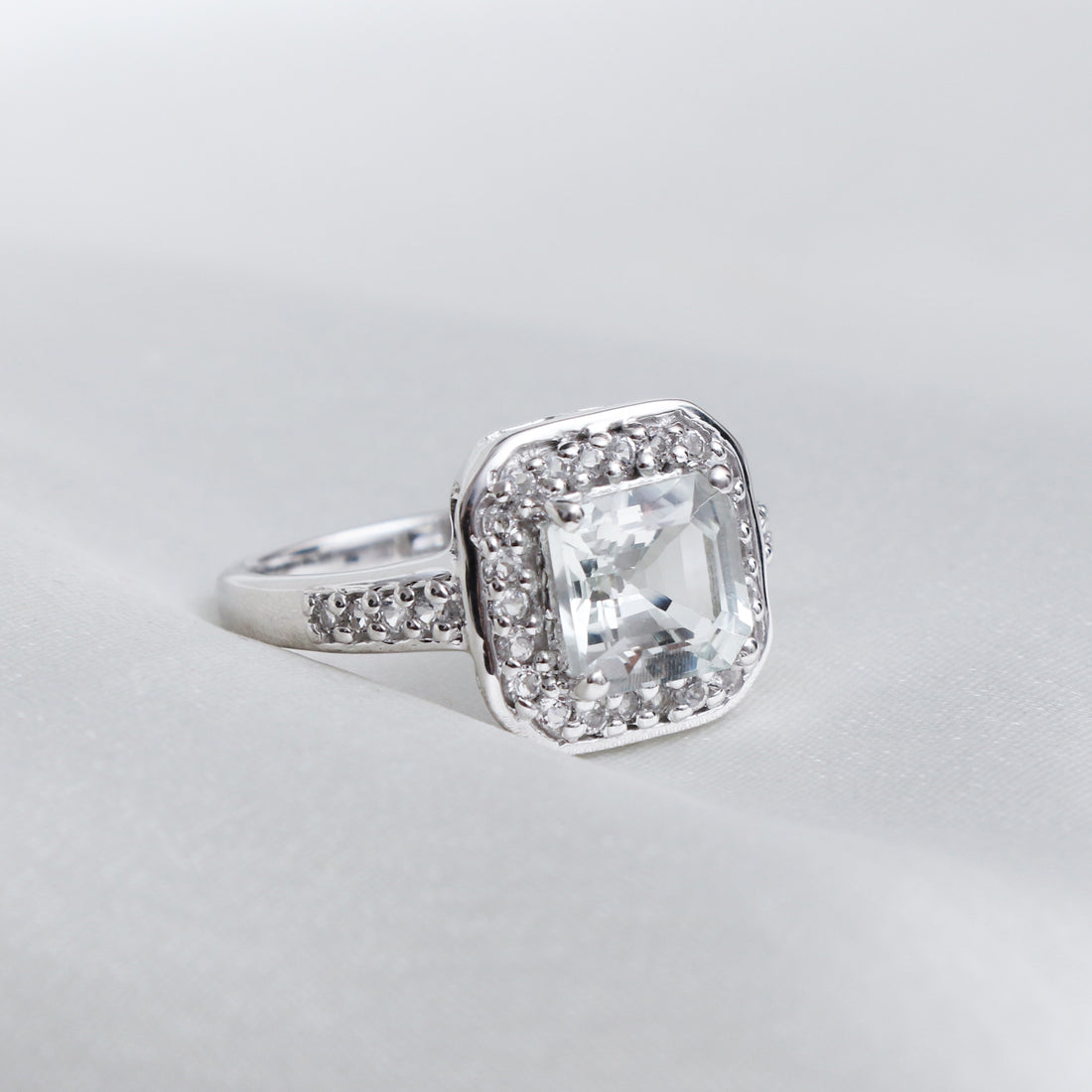 Natural White Topaz Ring