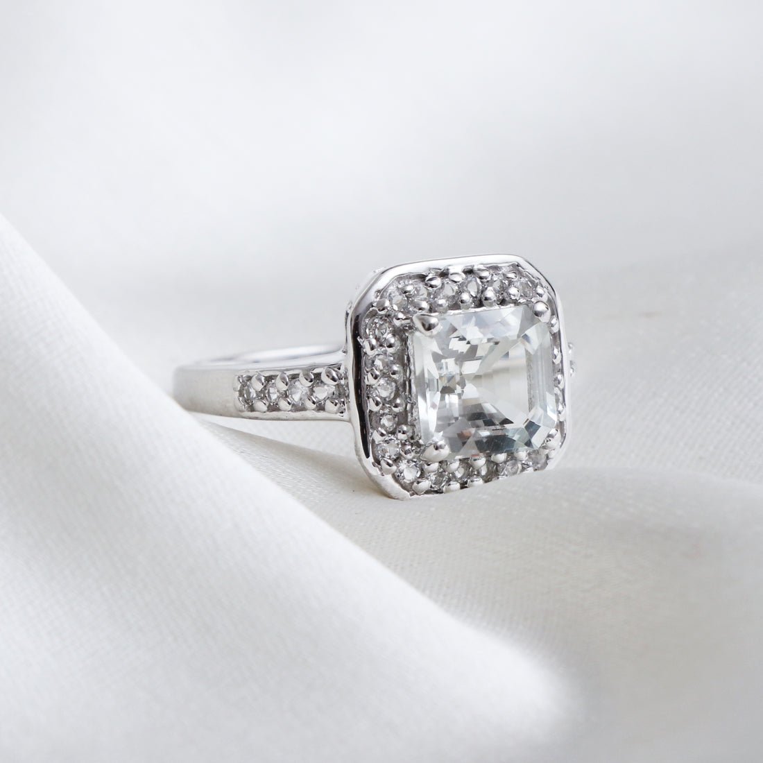Natural White Topaz Ring