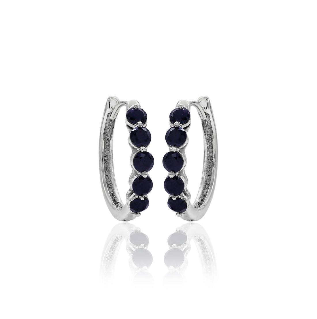 Natural Black Spinel Hoop Earrings