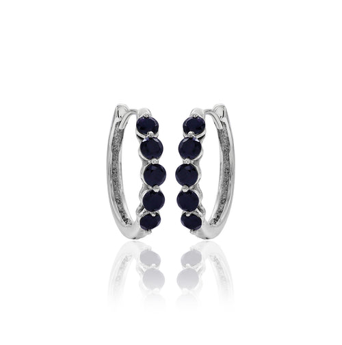 Natural Black Spinel Hoop Earrings