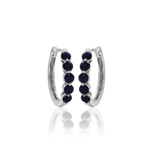 Natural Black Spinel Hoop Earrings